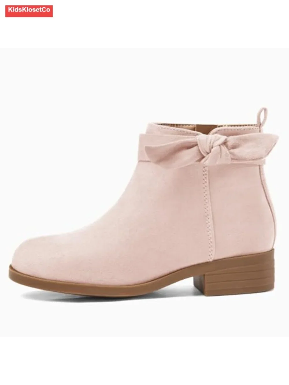 Girls Suede Ankle Boots Bowknot Chunky Heel Side Zipper Cute Dress Booties